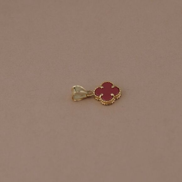 14k Solid Gold Clover Charm | Birthday Gift | Everyday Jewelry | - Picture 5 of 10
